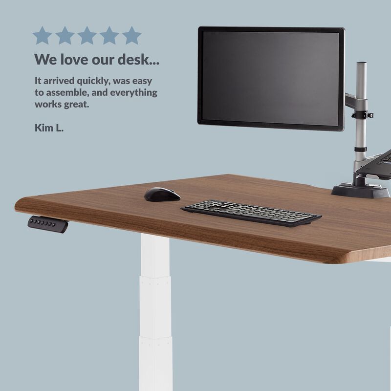 kim l. states we love our desk it arrived quickly was easy to assemble and everything works great with a five star rating with desk showing  image number null
